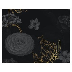 Dark And Gold Flower Patterned Premium Plush Fleece Blanket (medium) by Grandong