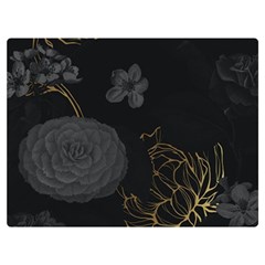 Dark And Gold Flower Patterned Premium Plush Fleece Blanket (extra Small) by Grandong