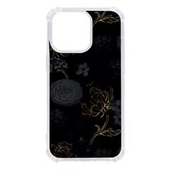 Dark And Gold Flower Patterned Iphone 13 Pro Tpu Uv Print Case by Grandong