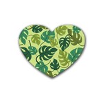 Seamless Pattern Of Monstera Leaves For The Tropical Plant Background Rubber Coaster (Heart) Front