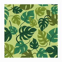 Seamless Pattern Of Monstera Leaves For The Tropical Plant Background Medium Glasses Cloth by Grandong