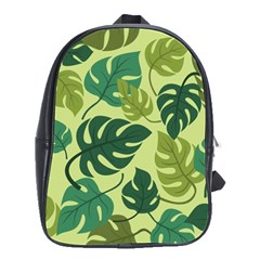 Seamless Pattern Of Monstera Leaves For The Tropical Plant Background School Bag (Large)