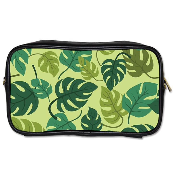 Seamless Pattern Of Monstera Leaves For The Tropical Plant Background Toiletries Bag (Two Sides)