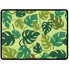 Seamless Pattern Of Monstera Leaves For The Tropical Plant Background Two Sides Fleece Blanket (Large)