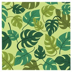 Seamless Pattern Of Monstera Leaves For The Tropical Plant Background Wooden Puzzle Square by Grandong