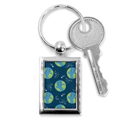 Seamless Pattern Cartoon Earth Planet Key Chain (rectangle) by Grandong