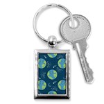 Seamless Pattern Cartoon Earth Planet Key Chain (Rectangle) Front