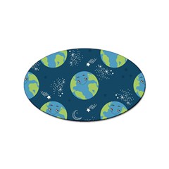 Seamless Pattern Cartoon Earth Planet Sticker Oval (100 Pack) by Grandong