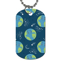 Seamless Pattern Cartoon Earth Planet Dog Tag (two Sides) by Grandong