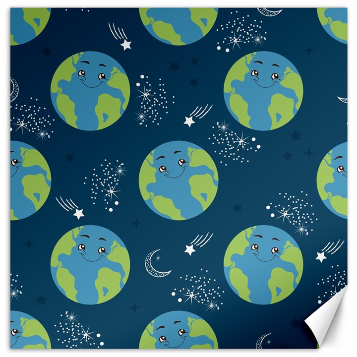 Seamless Pattern Cartoon Earth Planet Canvas 16  x 16 