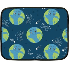 Seamless Pattern Cartoon Earth Planet Two Sides Fleece Blanket (mini) by Grandong