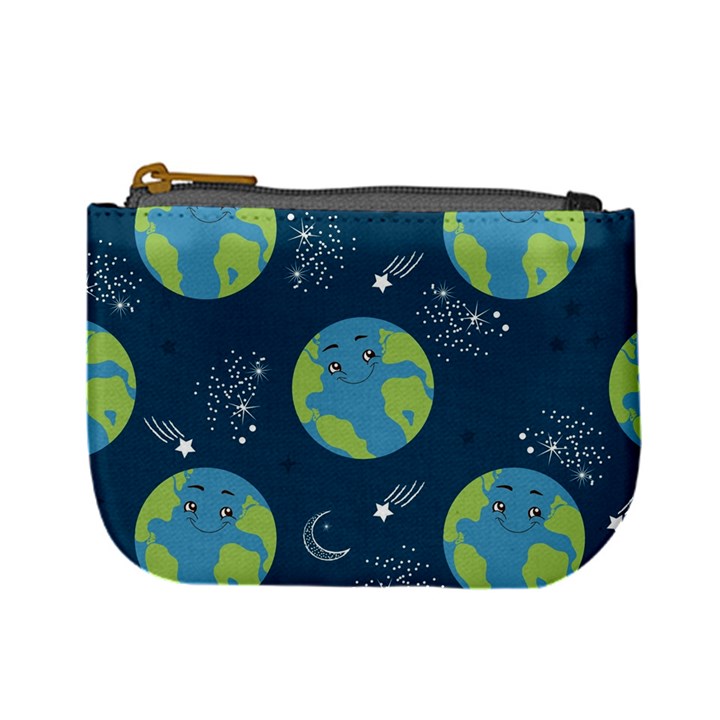 Seamless Pattern Cartoon Earth Planet Mini Coin Purse