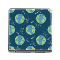 Seamless Pattern Cartoon Earth Planet Memory Card Reader (square 5 Slot) by Grandong