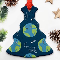 Seamless Pattern Cartoon Earth Planet Ornament (christmas Tree) 