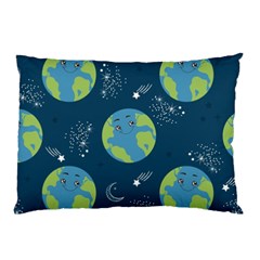 Seamless Pattern Cartoon Earth Planet Pillow Case (two Sides) by Grandong