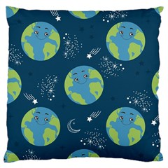 Seamless Pattern Cartoon Earth Planet Large Cushion Case (two Sides) by Grandong