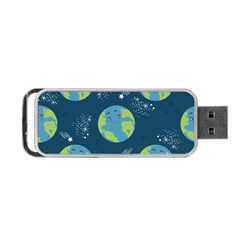 Seamless Pattern Cartoon Earth Planet Portable Usb Flash (one Side) by Grandong