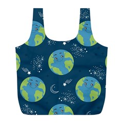 Seamless Pattern Cartoon Earth Planet Full Print Recycle Bag (l) by Grandong