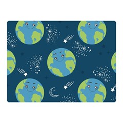 Seamless Pattern Cartoon Earth Planet Two Sides Premium Plush Fleece Blanket (mini) by Grandong