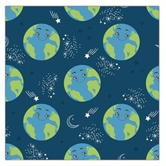 Seamless Pattern Cartoon Earth Planet Square Satin Scarf (36  X 36 ) by Grandong