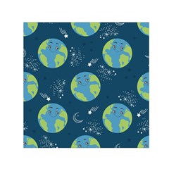 Seamless Pattern Cartoon Earth Planet Square Satin Scarf (30  X 30 ) by Grandong