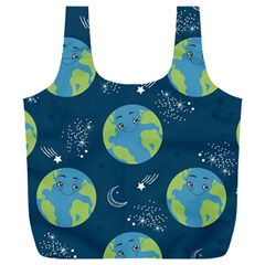 Seamless Pattern Cartoon Earth Planet Full Print Recycle Bag (xxxl) by Grandong