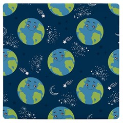 Seamless Pattern Cartoon Earth Planet Uv Print Square Tile Coaster  by Grandong