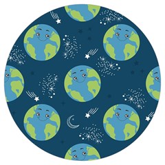 Seamless Pattern Cartoon Earth Planet Round Trivet by Grandong