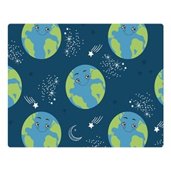 Seamless Pattern Cartoon Earth Planet Premium Plush Fleece Blanket (large) by Grandong