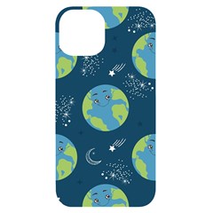 Seamless Pattern Cartoon Earth Planet Iphone 14 Black Uv Print Case by Grandong