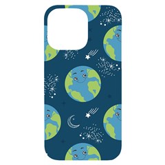 Seamless Pattern Cartoon Earth Planet Iphone 14 Pro Max Black Uv Print Case by Grandong