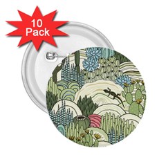 Playful Cactus Desert Landscape Illustrated Seamless Pattern 2 25  Buttons (10 Pack)  by Grandong