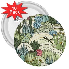 Playful Cactus Desert Landscape Illustrated Seamless Pattern 3  Buttons (10 Pack)  by Grandong