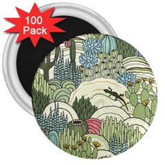 Playful Cactus Desert Landscape Illustrated Seamless Pattern 3  Magnets (100 Pack) by Grandong