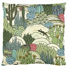 Playful Cactus Desert Landscape Illustrated Seamless Pattern Large Cushion Case (one Side) by Grandong