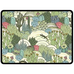 Playful Cactus Desert Landscape Illustrated Seamless Pattern Two Sides Fleece Blanket (large) by Grandong