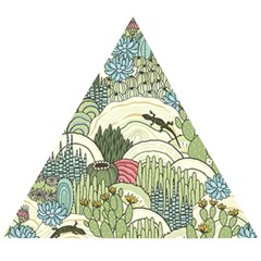 Playful Cactus Desert Landscape Illustrated Seamless Pattern Wooden Puzzle Triangle by Grandong