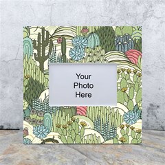 Playful Cactus Desert Landscape Illustrated Seamless Pattern White Box Photo Frame 4  X 6 