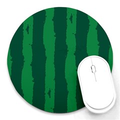 Green Seamless Watermelon Skin Pattern Round Mousepad by Grandong