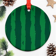 Green Seamless Watermelon Skin Pattern Ornament (round) by Grandong