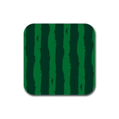 Green Seamless Watermelon Skin Pattern Rubber Square Coaster (4 Pack) by Grandong