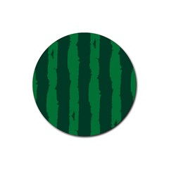 Green Seamless Watermelon Skin Pattern Rubber Round Coaster (4 Pack) by Grandong