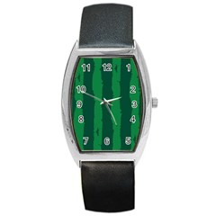 Green Seamless Watermelon Skin Pattern Barrel Style Metal Watch by Grandong