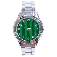 Green Seamless Watermelon Skin Pattern Stainless Steel Analogue Watch