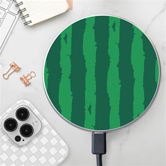 Green Seamless Watermelon Skin Pattern Wireless Fast Charger(white) by Grandong