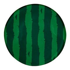 Green Seamless Watermelon Skin Pattern Round Glass Fridge Magnet (4 Pack)