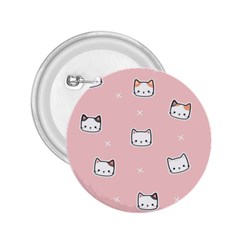 Cute Cat Cartoon Doodle Seamless Pink Pattern 2 25  Buttons by Grandong