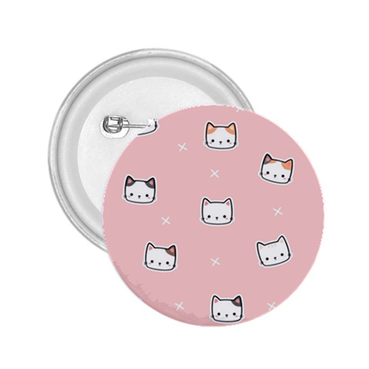 Cute Cat Cartoon Doodle Seamless Pink Pattern 2.25  Buttons