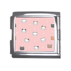 Cute Cat Cartoon Doodle Seamless Pink Pattern Mega Link Italian Charm (18mm) by Grandong