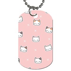 Cute Cat Cartoon Doodle Seamless Pink Pattern Dog Tag (one Side) by Grandong